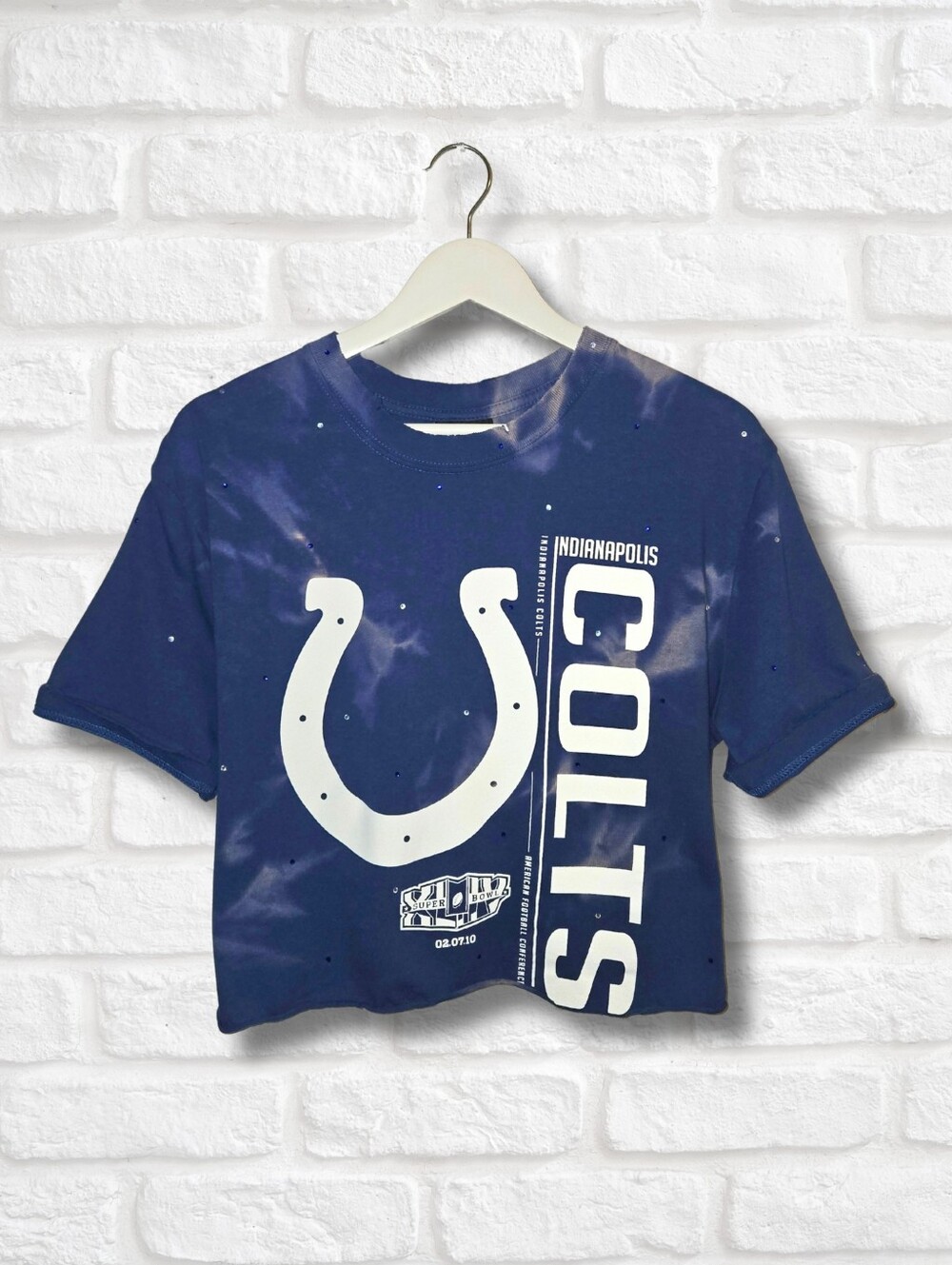 Indianapolis Colts Crop Top W/Rhinestones